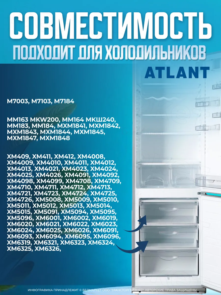 Панель для морозильной камеры Атлант верхний ящик 470×185 мм
